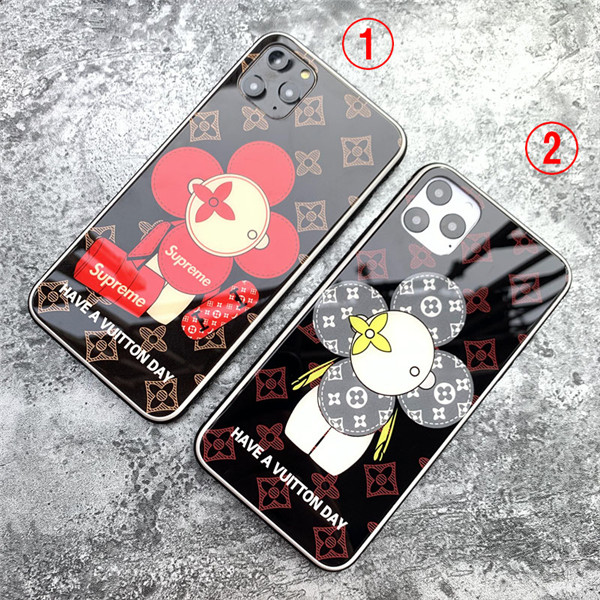 supreme iphone11/11pro/11promaxケース ガラス 花柄
