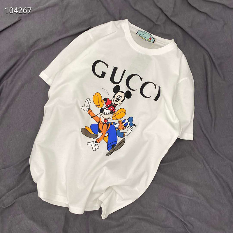 Gucci Mickeyコラボｔシャツ 可愛い ドナルドダック短袖 カップル 夏秋 グッチ半袖 男女兼用