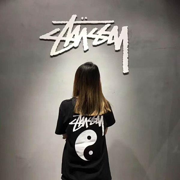 Stussy Tシャツ半袖 夏お揃い ペアルック ステューシー服 太極図