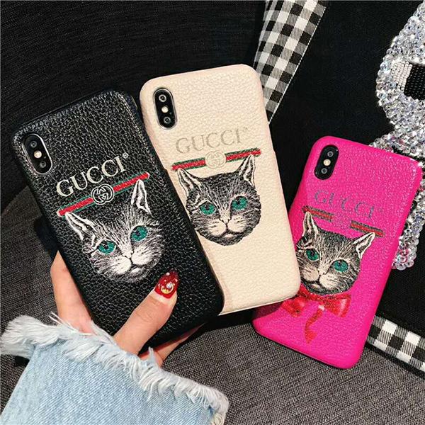 グッチiPhonexケース Gucci iphone8/7/6plusケース アイフォン携帯カバー グッチ猫スマホケース プレゼン ト 保護ケース  装置やすい 脱着やすい 高品質