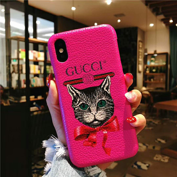 iPhone7/8/SE GUCCI グッチ GG 手帳 ケース 猫 ピンク-