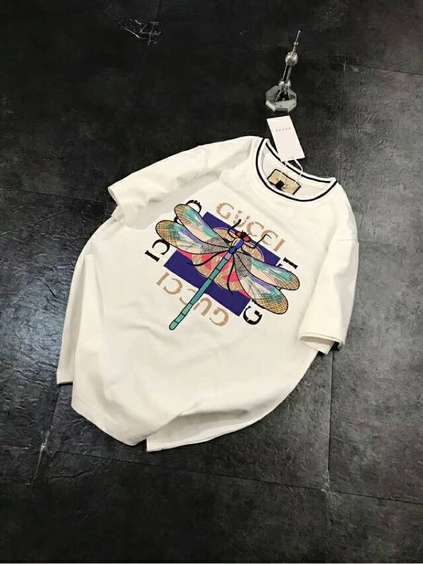 グッチＴシャツ GUCCI半袖 ブランド服 レディース メンズトップス カジュアル短袖 カップル向け 白 黑 綿100% 夏物 個性デザイン