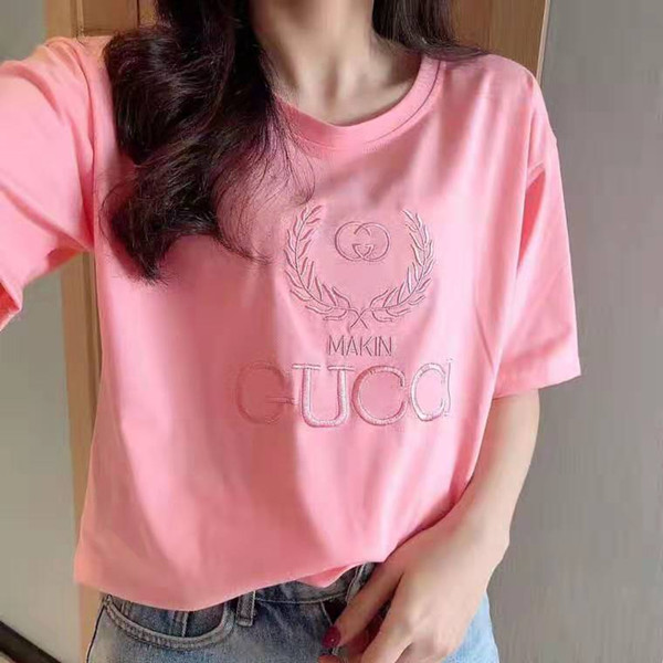 夏Tシャツ レディース グッチ ピンク系 かわいい Gucci 半袖服