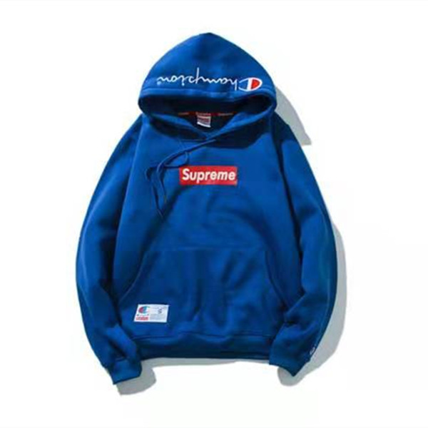 シュプリーム チャンピョンコラボ パーカー フード付き supreme プルオーバー パーカー 男女向け champion スウェットシャツ  カップル揃い 裏起毛 秋冬服 ファッション