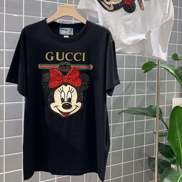 グッチ ミッキーコラボ ｔシャツ ペアルック 夏服 gucci半袖 ミッキーマウス半袖Tシャツ カジュアル 柔らか 可愛い ディズニー カップル服  恋人 送料無料