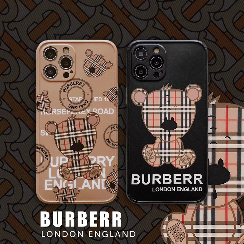 Burberry iPhone12/12pro maxケース バーバリー アイフォン12mini/12pro/11携帯カバー 熊ちゃん 可愛い  iphone11pro/11pro maxスマホケース iPhone xs/xrケース
