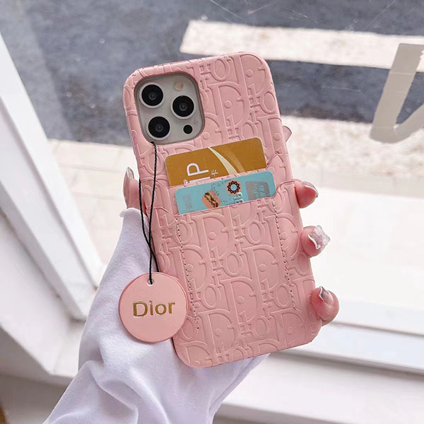 DIOR iPhone12 ケース カードケース付き ピンク - その他